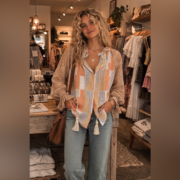 THML Tops - THML Geometric Bohemian Top- S